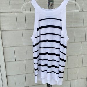 Banana Republic Black and White Striped Sleeveless Top